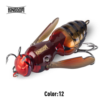 Kingdom Wasp Crawl Bait 4.2g 40mm 6.6g 48mm Iscas flutuantes biônicas de inseto artificiais de superfície para pesca de robalo, carpa e lúcio