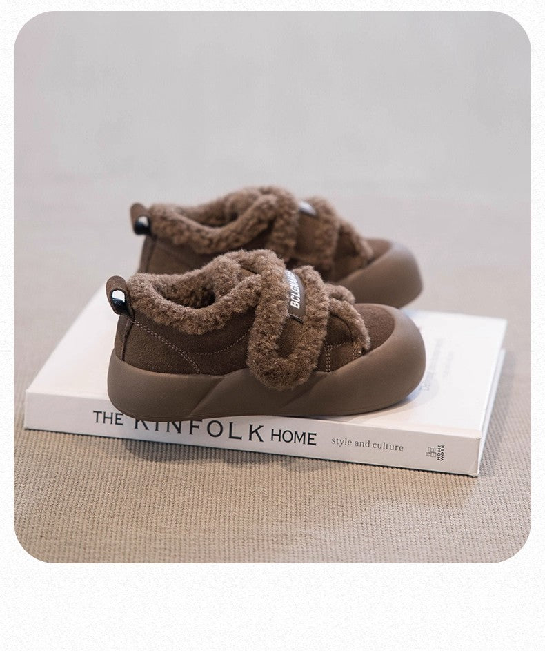 2025 Children's Cotton Shoes Winter New Style Thickened Warm and Comfortable Girls' Soft Bottom Fashion Retro Boys' Casual Shoes