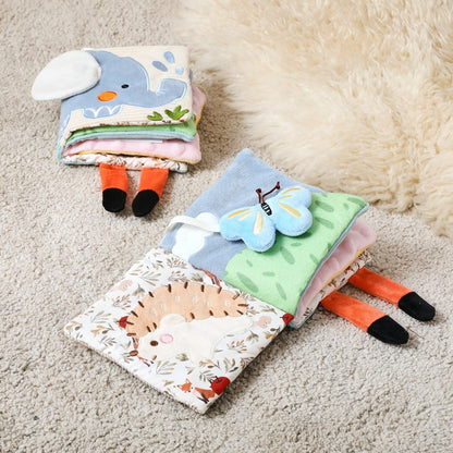 Baby Toys for 0 12 Months Cloth Book Early Educational Sensory Book Baby Soft Books Fluffy Cartoon Elephant Books With Mirror