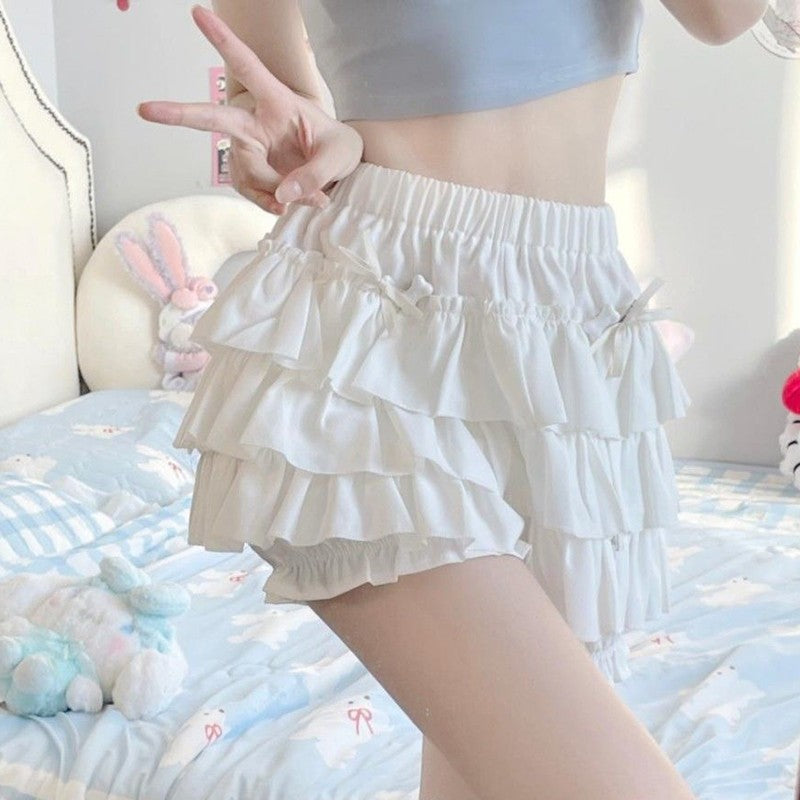 Gidyq High Waist Women Mini Skirts Summer Korean Fashion Ruffle Ball Gowns Skirts Casual Female All Match Cute A Lien Skirt New