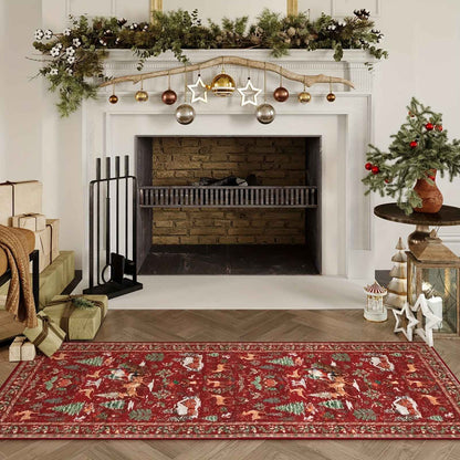 VIKAMA Bohemian-Style Christmas Runner Rug Autumn/Winter Hallway Rug Kitchen Decor Rug Home Atmosphere Decor