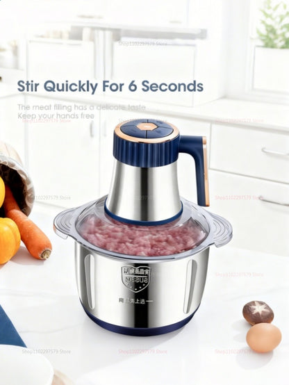 Moedor de Carne Elétrico Processador de Alimentos Aço Inoxidável 304 Multiuso Picador de Legumes Liquidificador de Papinha de Bebê Utensílio de Cozinha