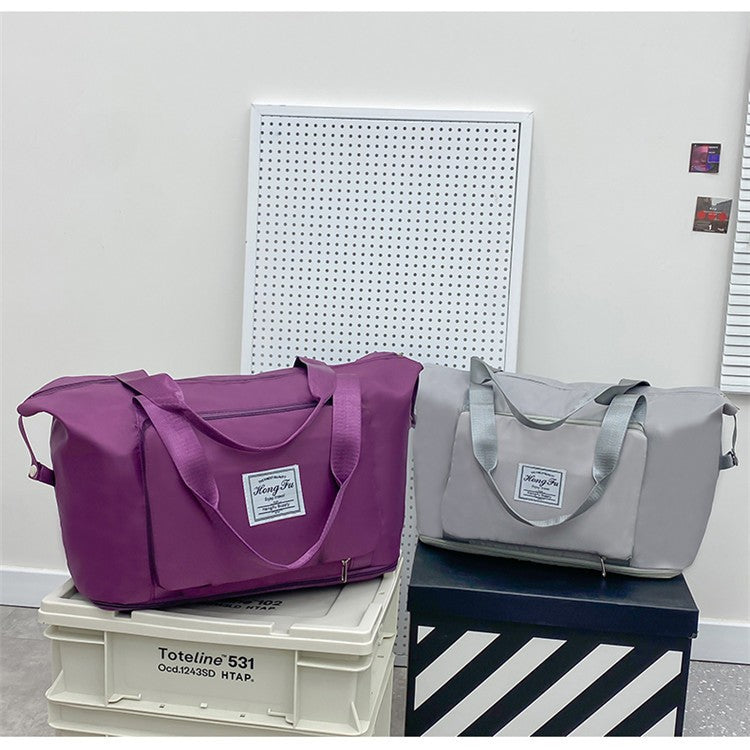 Double-layer expandable large-capacity luggage bag, new multi-functional foldable portable gym bag, sports travel bag-tan