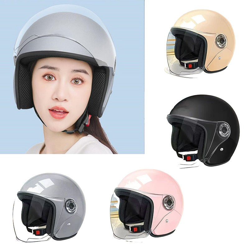 Unisex Comfortable & Ventilated Electric Riding Lens Helmet for Four Seasons, Adjustable Safety Motorcycle Helmet - 1 Piece