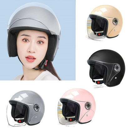 Unisex Comfortable & Ventilated Electric Riding Lens Helmet for Four Seasons, Adjustable Safety Motorcycle Helmet - 1 Piece