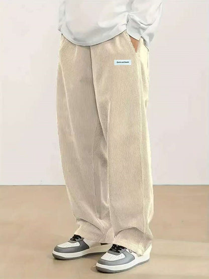 Men's corduroy loose European size hanging multi-functional casual straight leg pants, suitable for daily travel