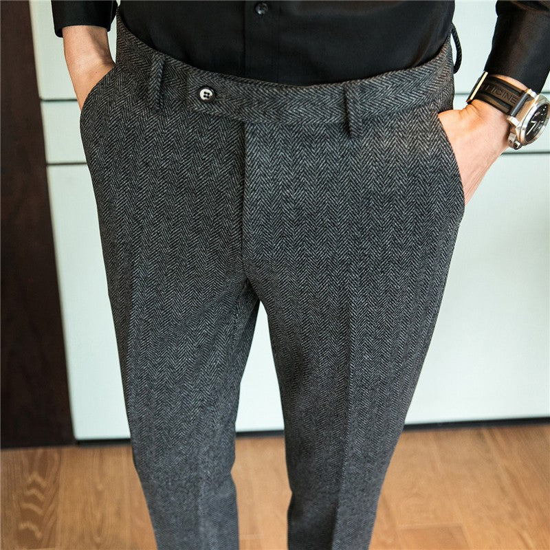 New Autumn Men's Gray Pants, Fashion Casual Trousers, Asian Size 28-36 Slim Suit Pantalon for Men