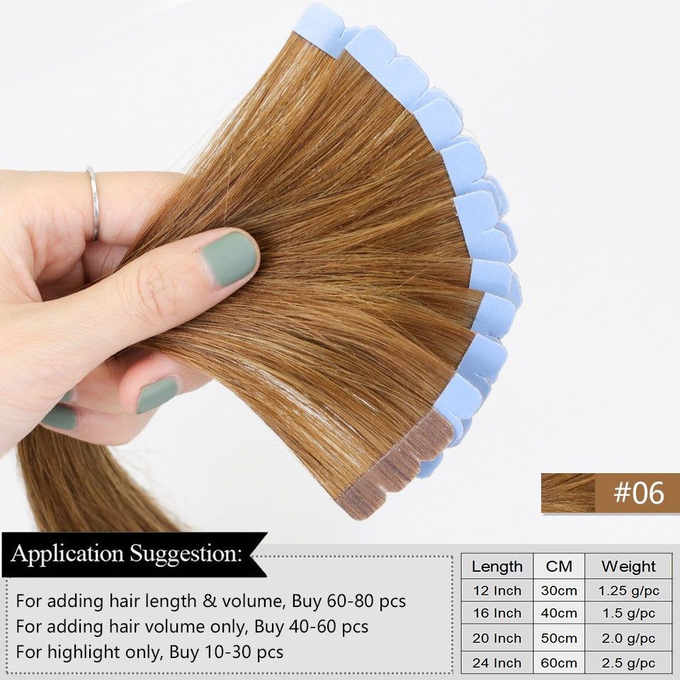 Mini Tape Human Hair Natural Tape in Hair Extentions 3x0.8cm Invisible Tape 10pcs/pack For Side Hair Shipping from the US