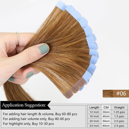 Mini Tape Human Hair Natural Tape in Hair Extentions 3x0.8cm Invisible Tape 10pcs/pack For Side Hair Shipping from the US