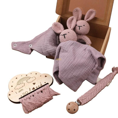 5Pcs Baby Soothing Doll Toy Burp Cloth Pacifier Chain and Teether with Tassels Board for Comfortable Teeth Care