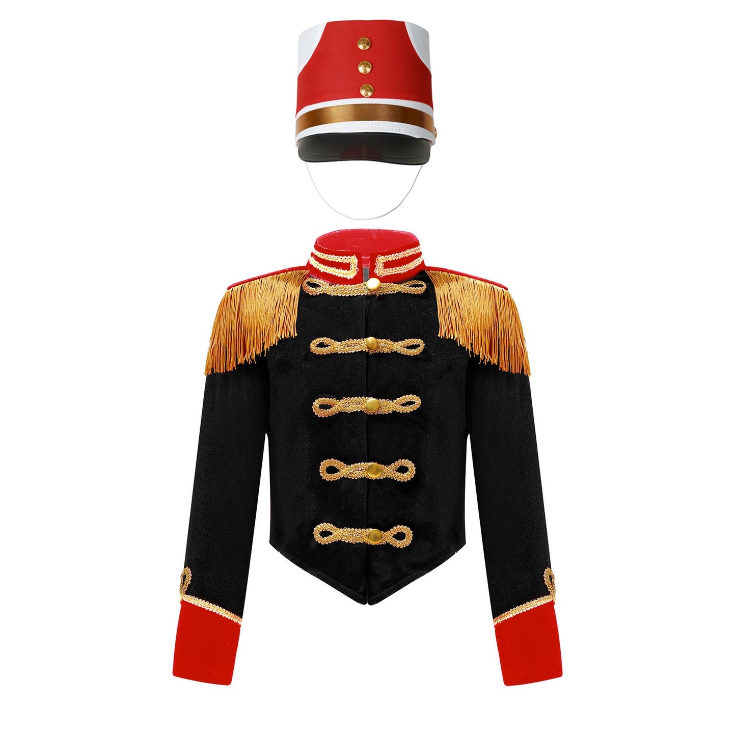 Girls Boys Marching Band Costume Outfits Circus Ringmaster Jacket Coat Team Performance Drummer Drum Major Uniform with Hat Sets