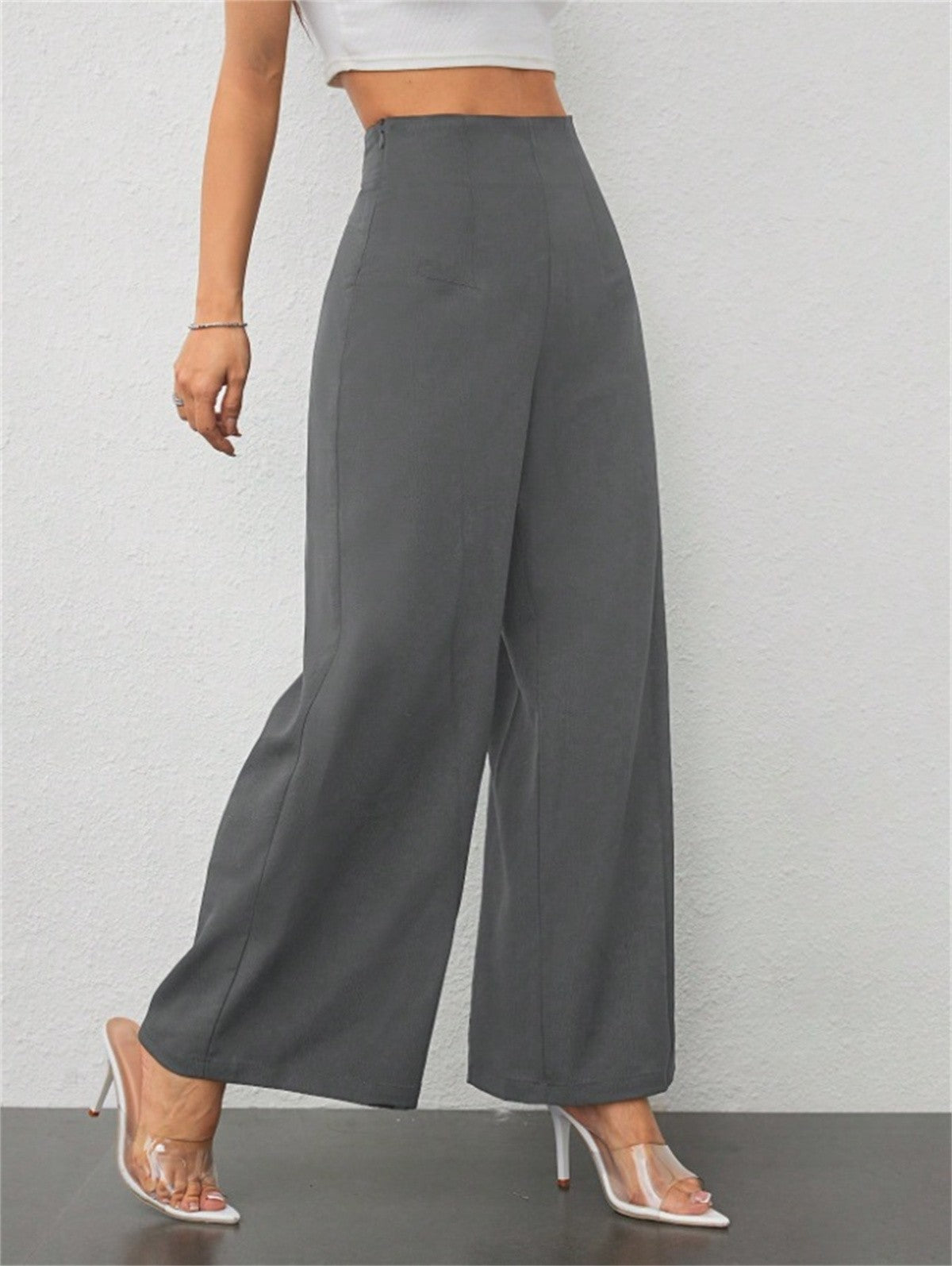 Women Elegant Wide Leg Pant 2025 Fashion New In High Waist Solid Trousers Office Lady French Pants Female Casual Street Clothing