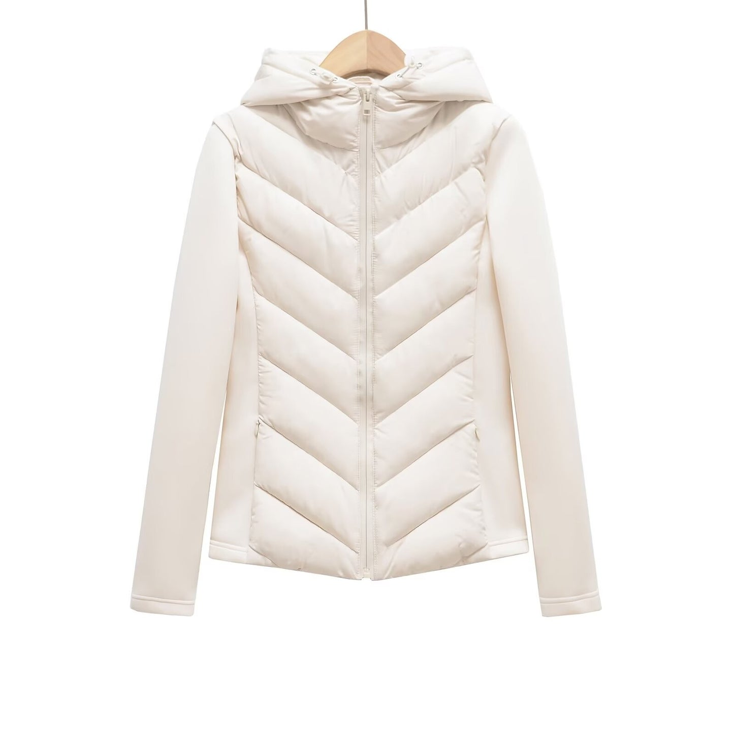 BSK&TRAF autumn and winter new women's hooded air cotton long-sleeved slim stitching light quilted down cotton jacket for women