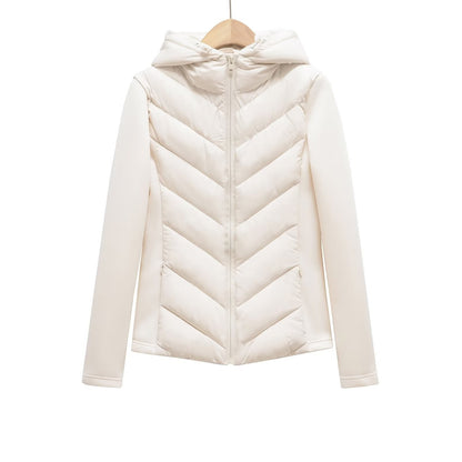 BSK&TRAF autumn and winter new women's hooded air cotton long-sleeved slim stitching light quilted down cotton jacket for women
