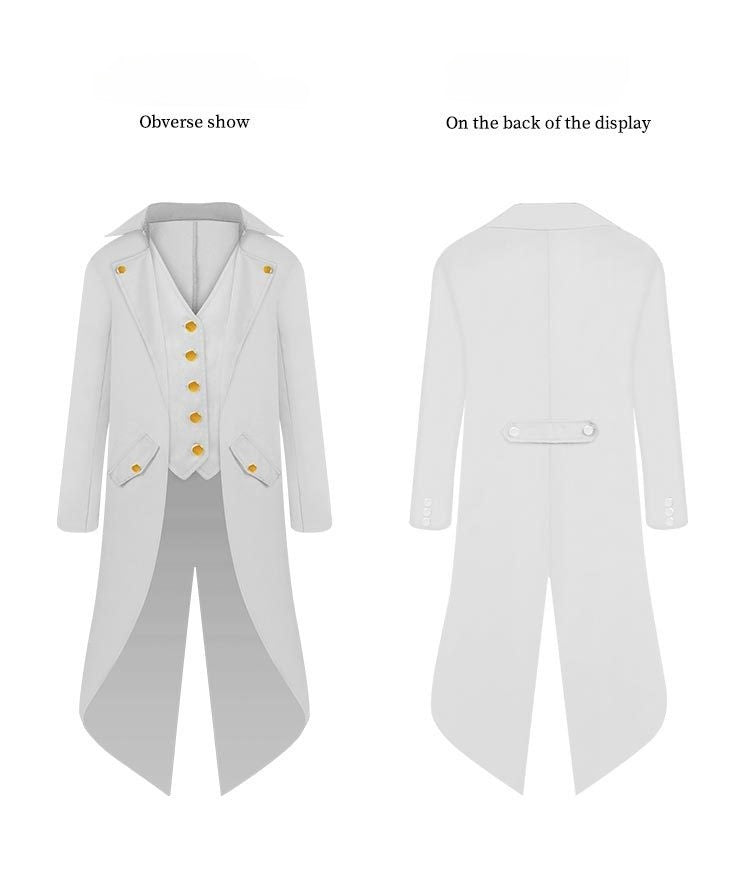 Steampunk Gothic Medieval Tailcoat Cosplay Costume, Tailcoat Jacket & Vest Suit for Adults and Kids, Halloween Role Play Outfit