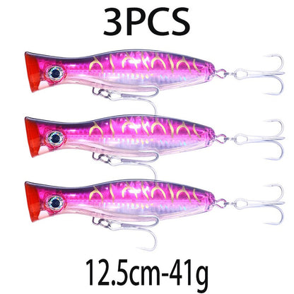Iscas de Pesca Popper Topwater 11cm 23g 13cm 43g Pesca Boia Artificial Pesca de Baixo, Lúcio, Carpa, Wobbler, Artigos de Pesca