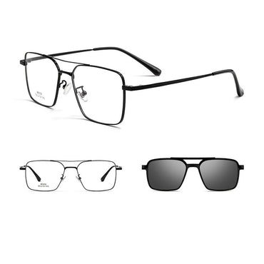 Men Classic Polarized Clip On Sunglasses Pilot Double Beam Titanium Alloy Glasses Frame Optical Retro Sunshades Eyewear