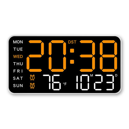 LED Alarm Clocks Brightness Adjustable 12/24H Clock Large Digital Wall Clock Week Date Temperature Display Voice Control Table