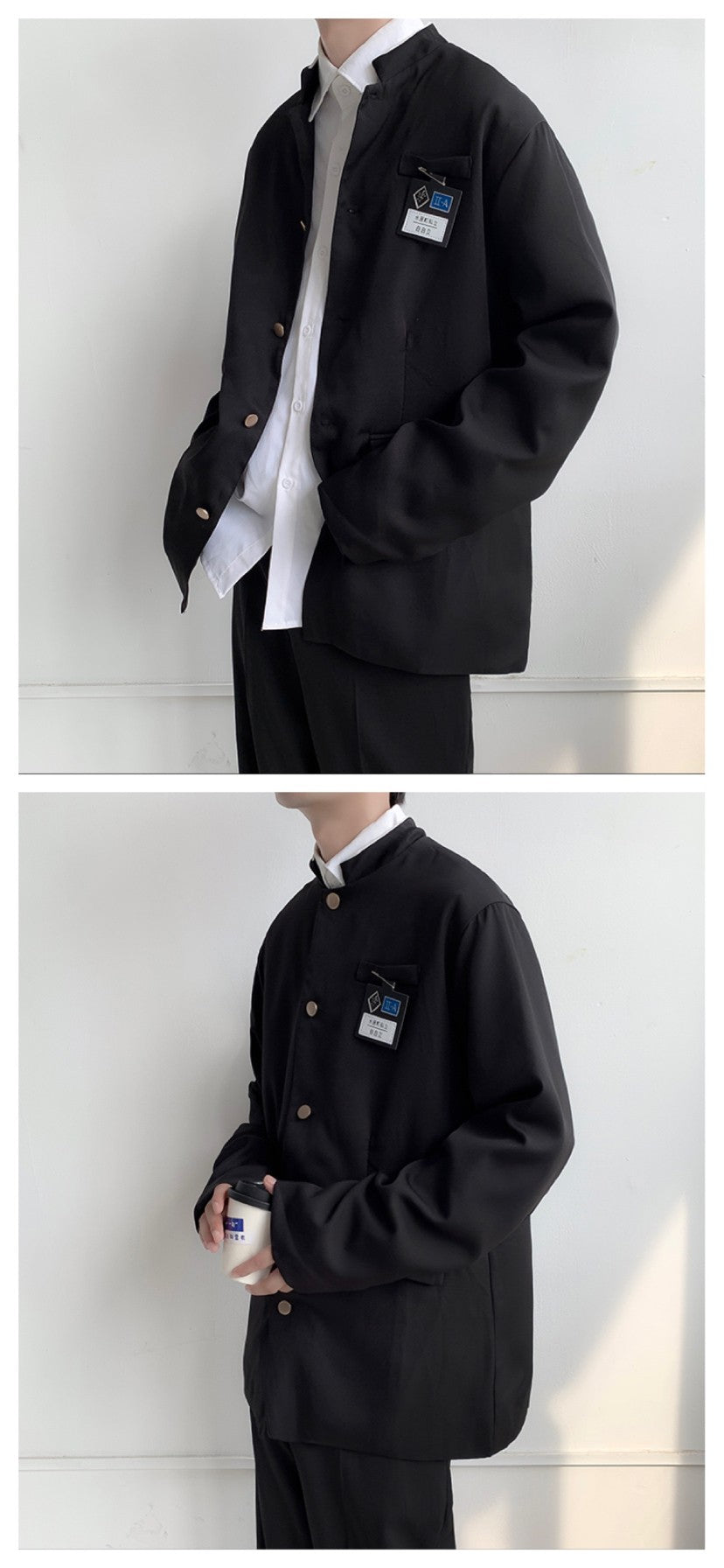 Japan Style School Uniform Jacket Stand Collar Men Women Tunic Suit Jacket DK Costume Black Coat With Nameplate High Version