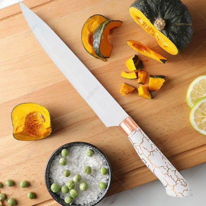 Conjunto de Facas de Cozinha 8 Peças em Aço Inoxidável com Bloco de Facas Combinado Faca de Cozinha para Fatiar Cutelo de Carne Facas de Fruta