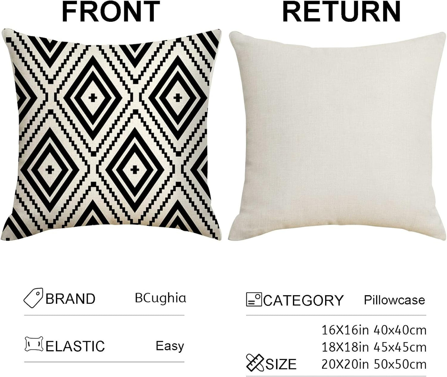 Black Beige Throw Pillows Covers Geometric Linen Wave Cushion Covers for Sofa Outdoor Patio
