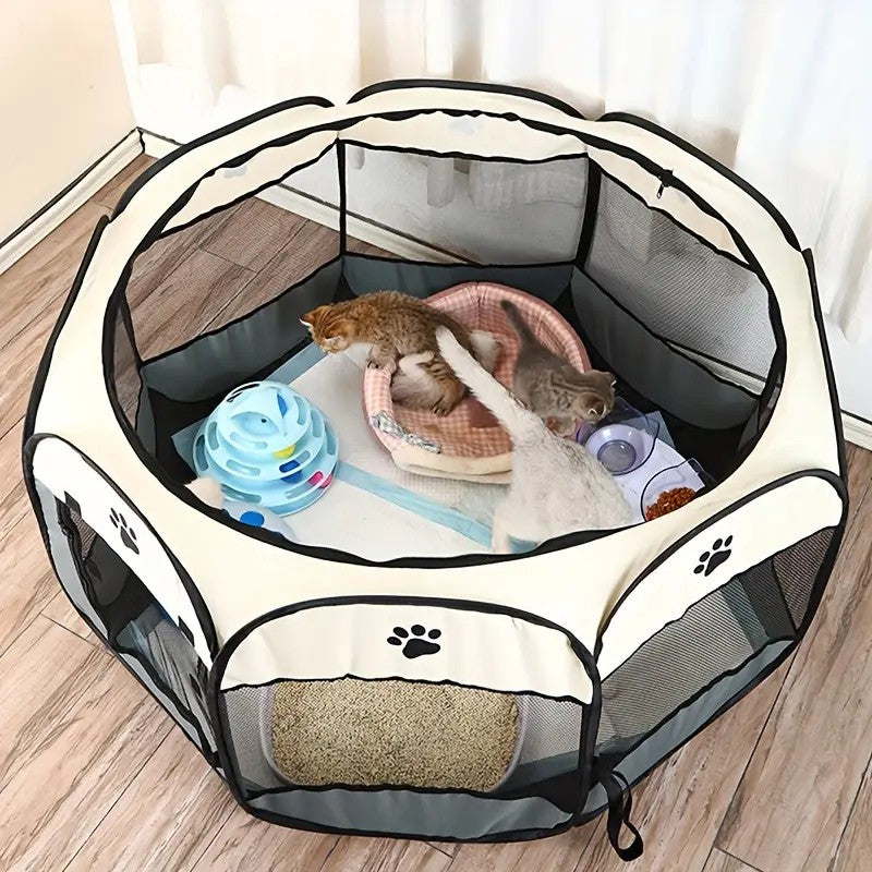 Tenda dobrável para animais de estimação, octogonal, impermeável e resistente a arranhões, feita de tecido Oxford, para gatos, ninho e canil