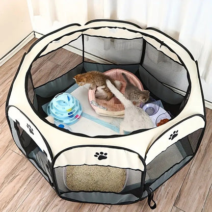 Tenda dobrável para animais de estimação, octogonal, impermeável e resistente a arranhões, feita de tecido Oxford, para gatos, ninho e canil