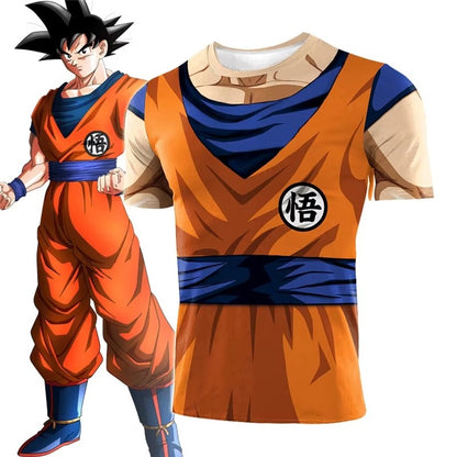 Adult and Children's Dragon Ball Goku Compression Shirts Cosplay Jerseys Summer Anime 3D Printed Short Sleeved T-shirts Gym Tops