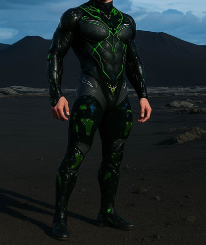 Halloween Lizard Bodysuit Men's Unique Muscle Series Holiday Jumpsuit Carnival Costume Adult Roleplay Party Masquerade Ball Set