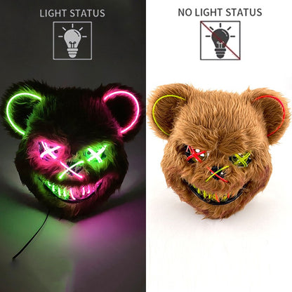 Hot Bloody Rabbit Bear Luminous LED Mask Halloween Horror Bunny Mask Carnival Party Props Cosplay Dress Up Headgear