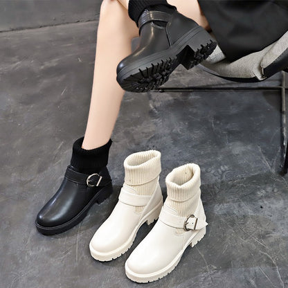 2025 Women's Shoes Luxury Chelsea Boot Women Leather Boot Chunky Winter Shoe Platform Ankle Boots Thick Heel Brand Designer