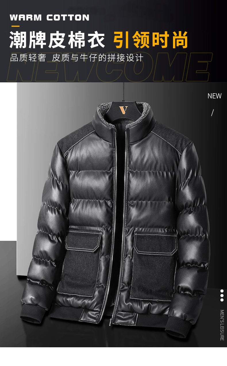 2024 Autumn/Winter New Men's Cowboy Coat Men's Youth Collar Jacket Men Single row Concealed Buckle Casual top big size