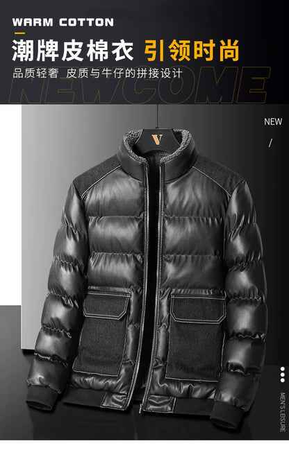 2024 Autumn/Winter New Men's Cowboy Coat Men's Youth Collar Jacket Men Single row Concealed Buckle Casual top big size