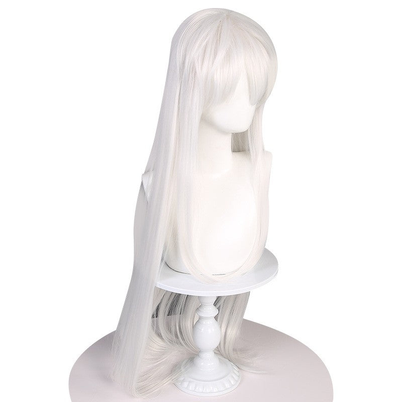 Inuyasha Cosplay Wig White Corn Perm Synthetic Long Straight Wig Anime Coser Heat Resistant Fiber Wig Halloween Daily Party