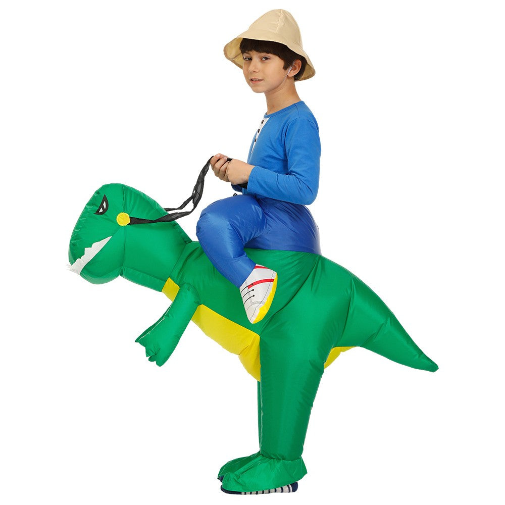 Child Adult Unisex Boy Girl Inflatable Green Dinosaur Cosplay Costume Kids Kindergarden Performance Halloween Carnival Party
