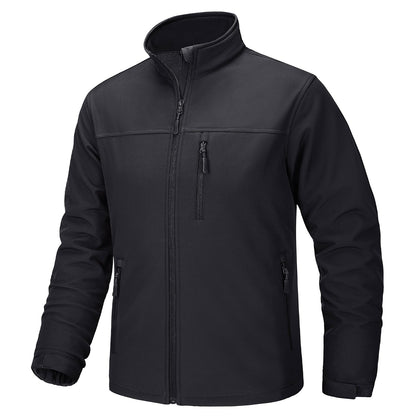 TACVASEN Waterproof Fleece Lining Windbreaker Mens Winter Work Jackets Zipper Pocket Casual Coats Full Zip Outwear Tops
