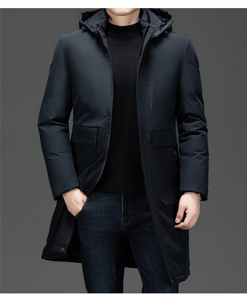 High End Long Thicken Winter New Brand Casual Fashion Hooded Parka Jacket Heavy Windbreaker Outdoor Windproof Coats Outerwear