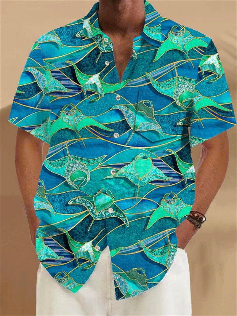 Summer Parrot 3D Printed Shirt Men's Fashion Shirt Single breasted Short sleeved Hawaiian Shirt Men's New Style