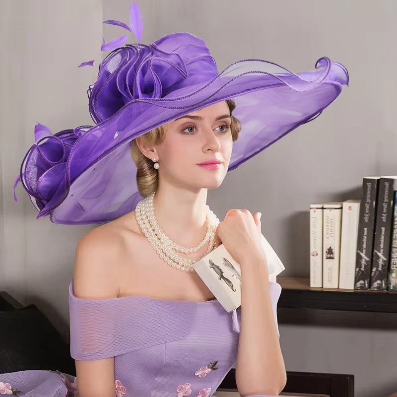 Women Church Hats 2025 Luxury British Top Hats for Elegant Women for Sun Beach Hat Kentucky Tea Party Derby Hats S10-3609