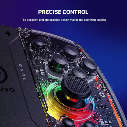LinYuvo KS40 Transparent Wireless Gamepad for Switch/OLED with 8 Color LED,Turbo Function.Controller Joystick for Switch Lite