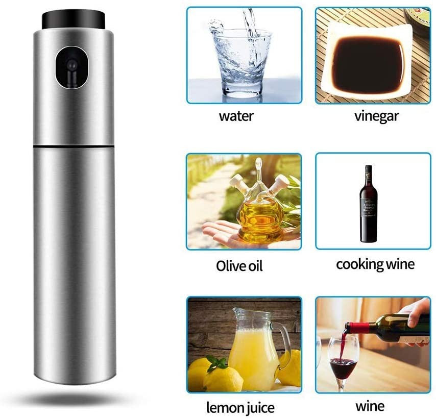 Difusor de spray de azeite para churrasco em aço inoxidável 304 de 100ml para cozinha, garrafa dispensadora, recipiente de esguicho, panela de injeção de vinagre/combustível