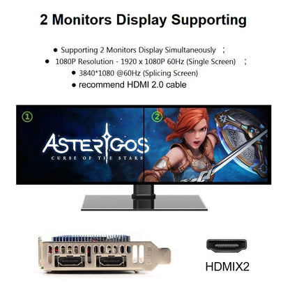 Placa de Vídeo SRhonyra GT730 4GB 1080P GPU Low Profile DDR3 2HDMI 2 Monitores Display PCI-E2.0 16X, GPU para Computador, 1 Ano de Garantia