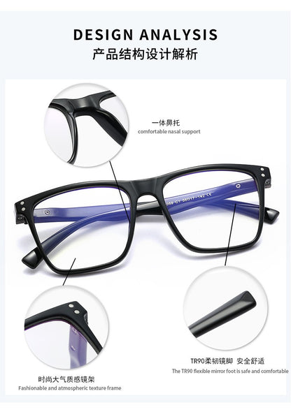 Reading Glasses For Men Women Anti-blue Light Square Eyewear Ultralight TR90 Fra