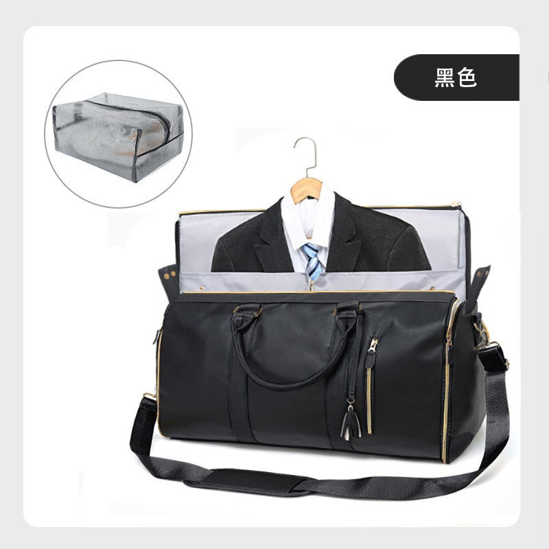 1pc Foldable Women's Travel Convenient Carry-on Clothing Bag Large PU Leather Duffel Bag Women's Business Travel Bag