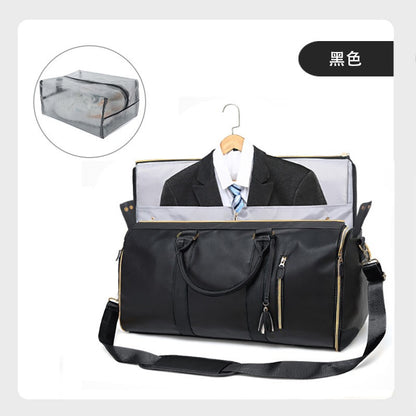 1pc Foldable Women's Travel Convenient Carry-on Clothing Bag Large PU Leather Duffel Bag Women's Business Travel Bag