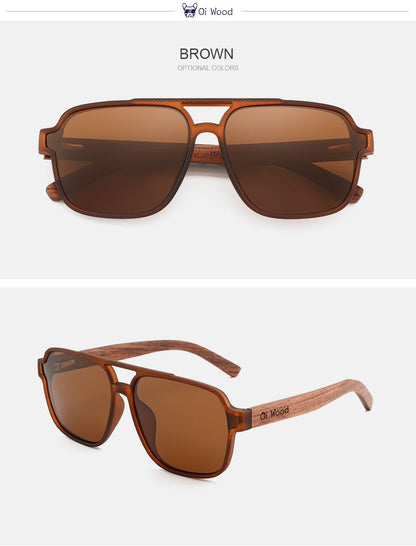 Oi Wood Sunglasses for Men Wood Sun Glasses Man Eyeglasses Polarizing Glasses UVA&B Protection Eyewear ECO-Friendly