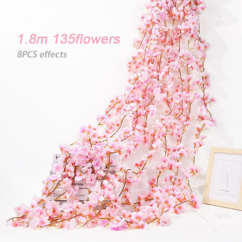 Pink Sakura Artificial Flowers Garland Cherry Blossoms Vines Garden Arch Decor Fake Flower Garland Wedding Party Home Decoration