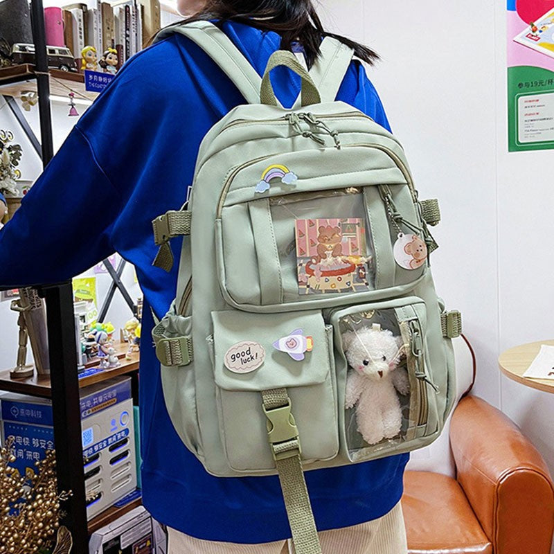 Mochila Feminina Fofa Desenho Animado Moda Adolescente Estudante Mochila Escolar Adorável Bolsa Feminina Mochila Escolar Versátil para Meninas