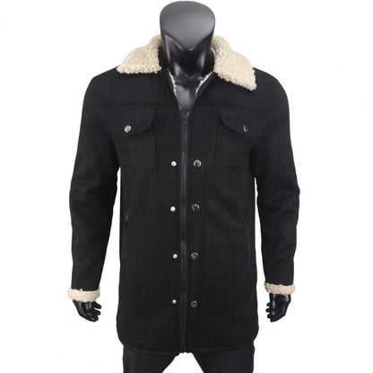 Autumn Winter Men Jacket Lapel Single-Breasted Mid-Length Coat Windproof Jacket Suede Multi Pockets Outerwear Men Clothing