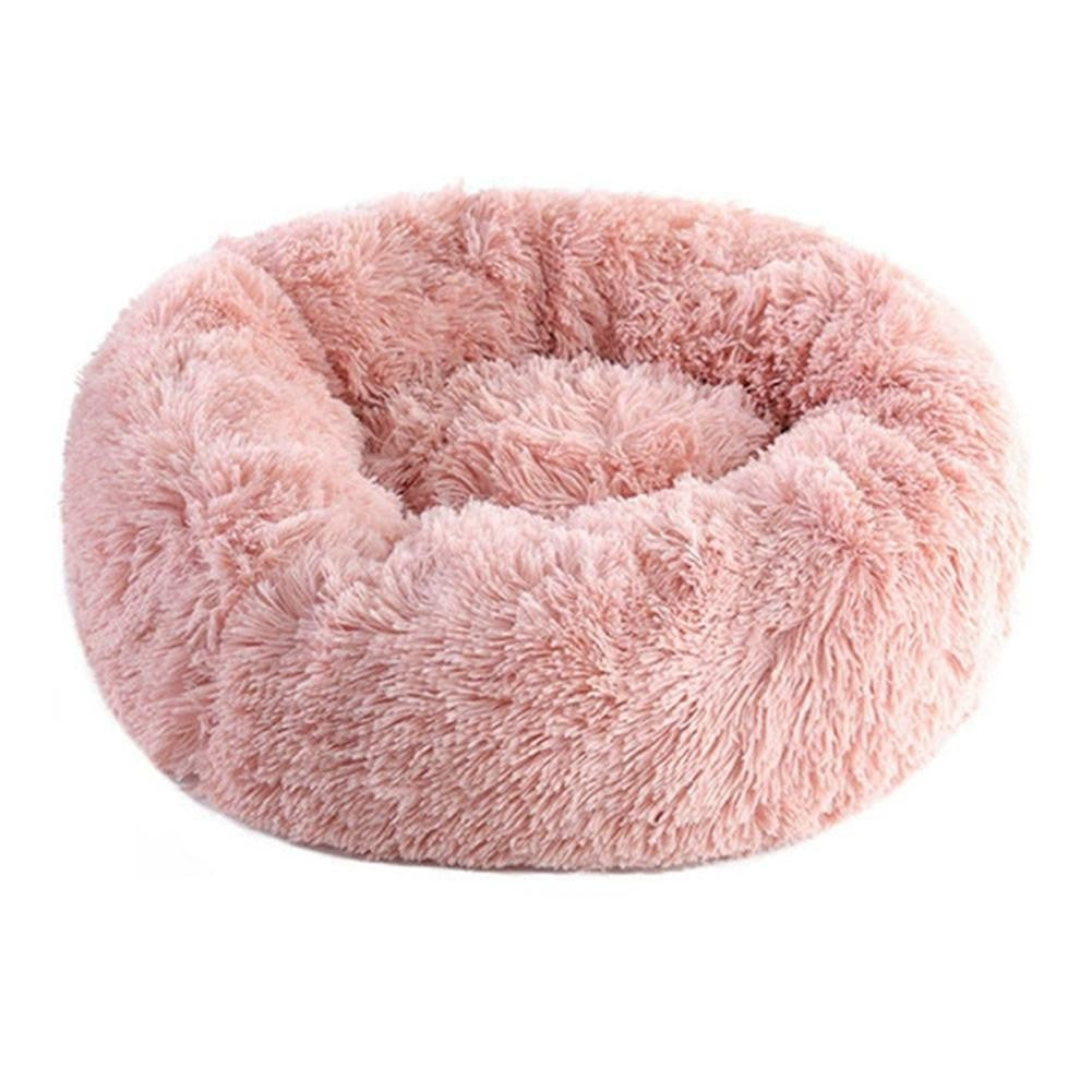 Almofada de Cama para Gatos e Cães de Pelúcia Macia e Quente com Pelo Sintético, Cama Redonda Calmante em Formato de Donut Confortável e Lavável para Cães e Gatos de Pequeno e Médio Porte